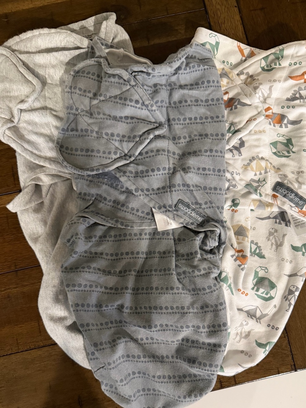 SwaddleMe Gray Striped & Cream Dino Print Kids Pajama Sleep Sacks